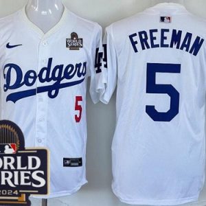 Los Angeles Dodgers #5 Freddie Freeman White 2024 World Series Limited Jersey
