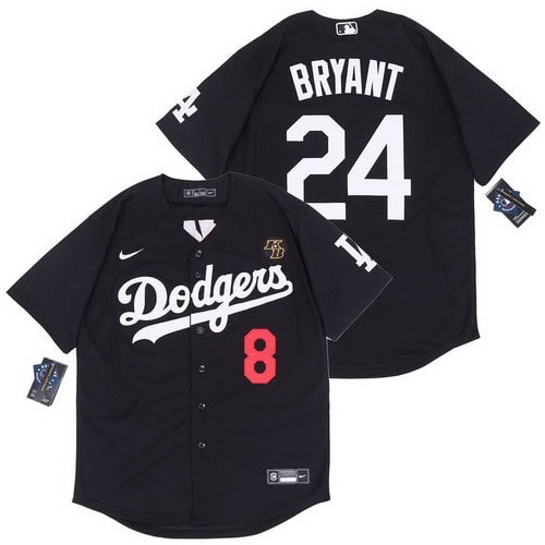 Los Angeles Dodgers #8#24 Kobe Bryant Black 2020 Cool Base Jersey