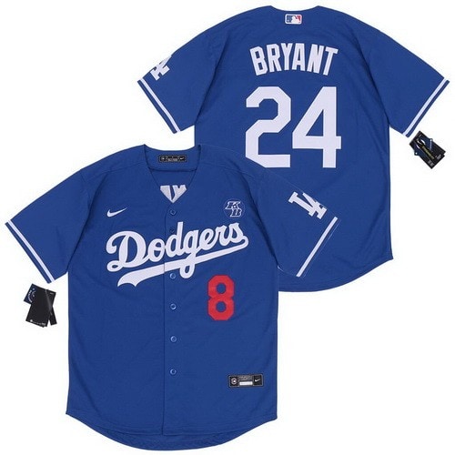 Los Angeles Dodgers #8#24 Kobe Bryant Blue 2020 Cool Base Jersey