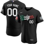 Los Angeles Dodgers Customized Black Geeen White Red Mexican World Series Authentic Jersey