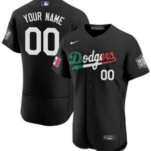 Los Angeles Dodgers Customized Black Geeen White Red Mexican World Series Authentic Jersey