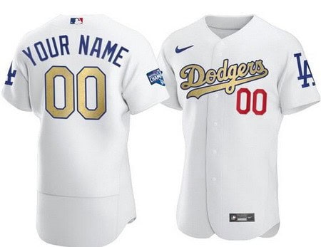 Los Angeles Dodgers Customized White 2020 Gold Program Authentic Jersey