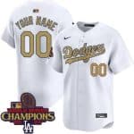 Los Angeles Dodgers Customized White 2025 Gold Collection Limited Jersey