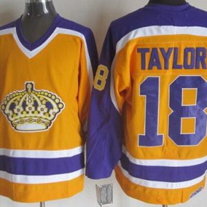 Los Angeles Kings #18 Dave Taylor Yellow Purple Throwback Jersey