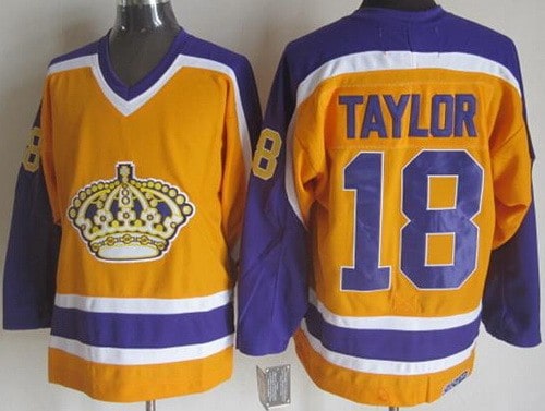 Los Angeles Kings #18 Dave Taylor Yellow Purple Throwback Jersey