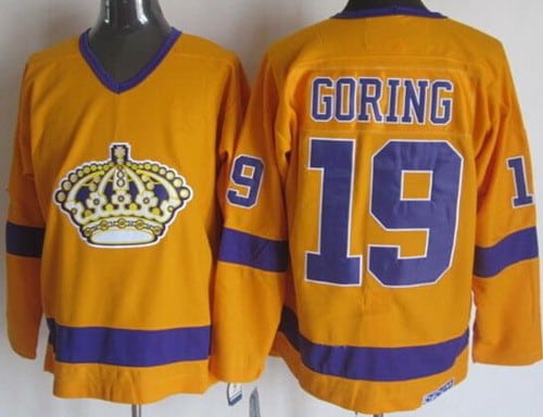 Los Angeles Kings #19 Butch Goring Yellow Throwback Jersey