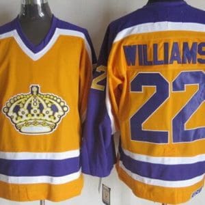 Los Angeles Kings #22 Tiger Williams Yellow Purple Throwback Jersey