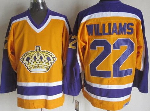 Los Angeles Kings #22 Tiger Williams Yellow Purple Throwback Jersey