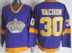 Los Angeles Kings #30 Rogie Vachon Purple Yellow Throwback Jersey