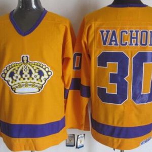 Los Angeles Kings #30 Rogie Vachon Yellow Throwback Jersey