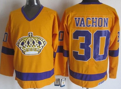 Los Angeles Kings #30 Rogie Vachon Yellow Throwback Jersey