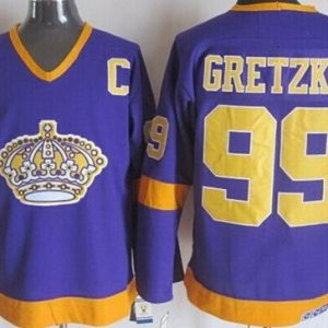 Los Angeles Kings #99 Wayne Gretzky Purple Yellow Throwback Jersey