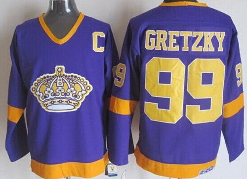 Los Angeles Kings #99 Wayne Gretzky Purple Yellow Throwback Jersey