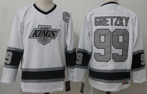 Los Angeles Kings #99 Wayne Gretzky White Silver Throwback Jersey