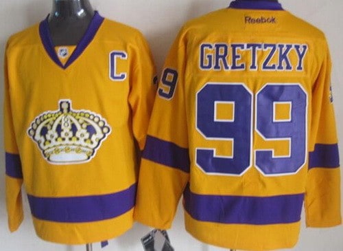 Los Angeles Kings #99 Wayne Gretzky Yellow Purple Throwback Jersey