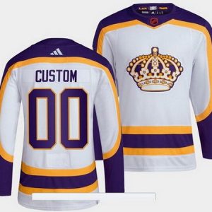 Los Angeles Kings Customized White 2022 Reverse Retro Authentic Jersey