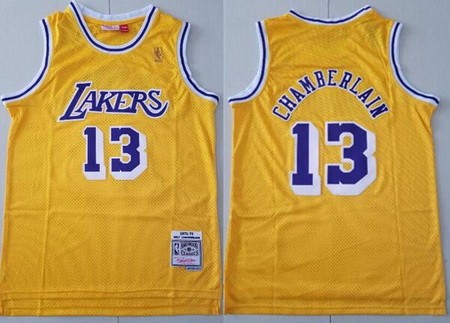 Los Angeles Lakers #13 Wilt Chamberlain Yellow 1971 Throwback Swingman Jersey
