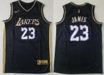 Los Angeles Lakers #23 LeBron James Black Gold 2021 Swingman Jersey