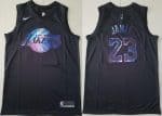 Los Angeles Lakers #23 LeBron James Black Iridescent Holographic Icon Swingman Jersey