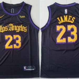 Los Angeles Lakers #23 LeBron James Black Latin Night Icon Sponsor Swingman Jersey