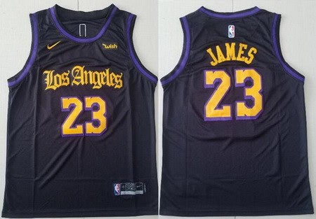 Los Angeles Lakers #23 LeBron James Black Latin Night Icon Sponsor Swingman Jersey