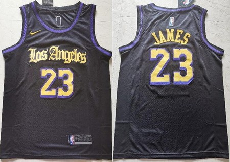 Los Angeles Lakers #23 LeBron James Black Latin Night Icon Swingman Jersey
