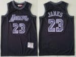 Los Angeles Lakers #23 LeBron James Black Puprle Hardwood Classics Throwback Swingman Jersey