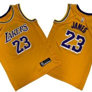 Los Angeles Lakers #23 LeBron James Yellow Icon Swingman Jersey