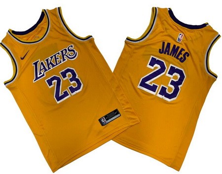Los Angeles Lakers #23 LeBron James Yellow Icon Swingman Jersey