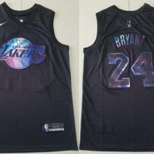 Los Angeles Lakers #24 Kobe Bryant Black Iridescent Holographic Icon Swingman Jersey