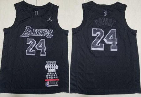 Los Angeles Lakers #24 Kobe Bryant Black MVP Jordan Logo Swingman Jersey