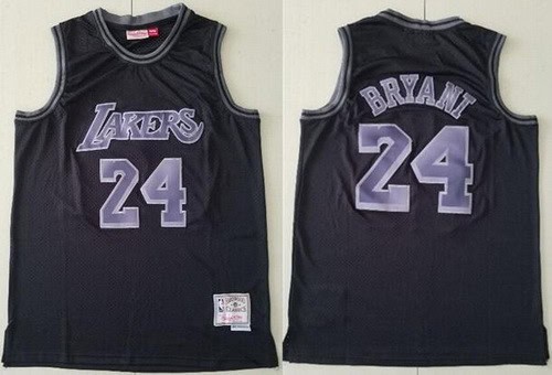 Los Angeles Lakers #24 Kobe Bryant Black Puprle Hardwood Classics Throwback Swingman Jersey