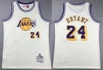 Los Angeles Lakers #24 Kobe Bryant Cream Chainstitch Throwback Swingman Jersey