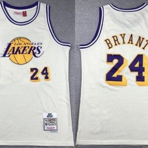 Los Angeles Lakers #24 Kobe Bryant Cream Chainstitch Throwback Swingman Jersey