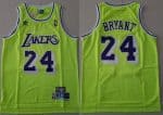 Los Angeles Lakers #24 Kobe Bryant Fluorescent Green Hollywood Classic Throwback Swingman Jersey