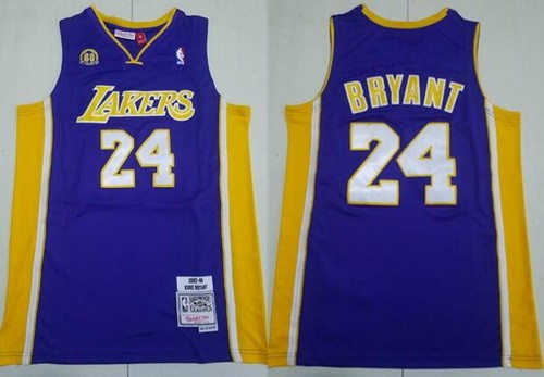Los Angeles Lakers #24 Kobe Bryant Purple 60th Throwback Swingman Jersey