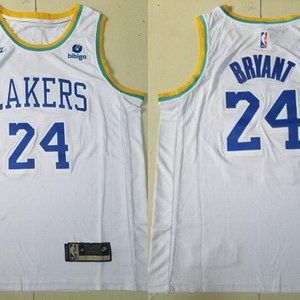Los Angeles Lakers #24 Kobe Bryant White Classic Icon Sponsor Swingman Jersey