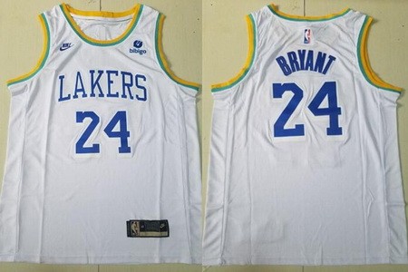 Los Angeles Lakers #24 Kobe Bryant White Classic Icon Sponsor Swingman Jersey