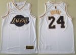 Los Angeles Lakers #24 Kobe Bryant White Gold Icon Sponsor Swingman Jersey