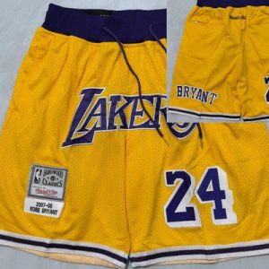 Los Angeles Lakers #24 Kobe Bryant Yellow 2007 Just Don Shorts