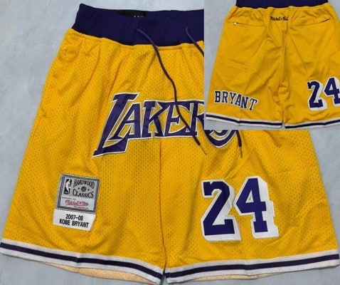 Los Angeles Lakers #24 Kobe Bryant Yellow 2007 Just Don Shorts