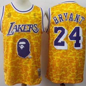 Los Angeles Lakers #24 Kobe Bryant Yellow Bape Swingman Jersey