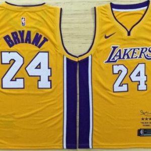 Los Angeles Lakers #24 Kobe Bryant Yellow Retire Limited Swingman Jersey