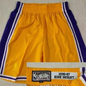 Los Angeles Lakers #24 Kobe Bryant Yellow Swingman Shorts