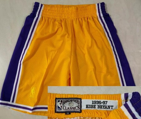 Los Angeles Lakers #24 Kobe Bryant Yellow Swingman Shorts