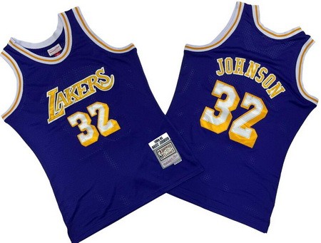 Los Angeles Lakers #32 Magic Johnson Purple 1984 Throwback Swingman Jersey