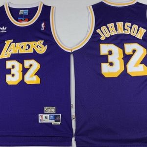 Los Angeles Lakers #32 Magic Johnson Purple Hollywood Classic Throwback Swingman Jersey