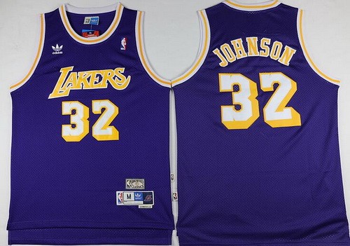 Los Angeles Lakers #32 Magic Johnson Purple Hollywood Classic Throwback Swingman Jersey