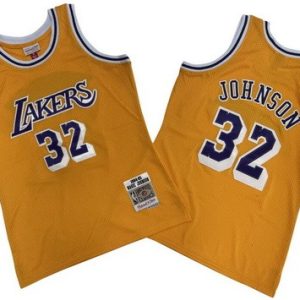 Los Angeles Lakers #32 Magic Johnson Yellow 1984 Throwback Swingman Jersey