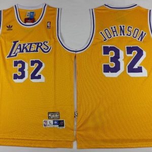 Los Angeles Lakers #32 Magic Johnson Yellow Hollywood Classic Throwback Swingman Jersey